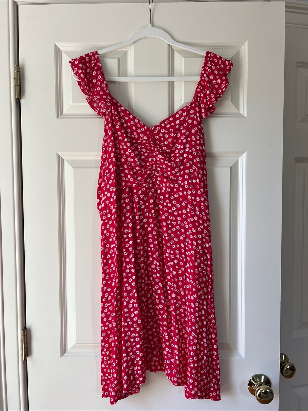 Gap Red Floral Sundress with Ruffle Straps